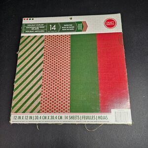 New Craft Smith Holiday Burlap Paper Pad Scrapbooking Crafts 12"x12" 14 Sheets